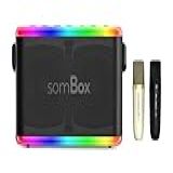 Caixa De Som Com Microfone 100w Partybox Com Hifi Som 360 Graus Bateria 6000mah Ipx5 Rgb Luzes Dinâmicas Karaoke Com 2 Microfones 5 Modos De Voz Portátil Para Festas E Eventos,partybox (preto)