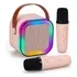 Caixa De Som Karaokê Potente 2 Microfones Portátil Cor Rosa 110v/220v
