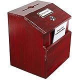 Caixa De Sugestão De Mogno Vermelho Com Trava. Inclui Etiquetas E Cartas De Recomendação - Egp-hd-0290, Red Mahogany