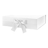 Caixa Flexbox Rígida De Papel Com Imã E Cetim Para Presente - Y338 (1 Unidade) (28x20x9cm, Branco)