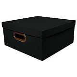 Caixa Organizadora Linho, 35x35x16 Cm, Preto, Grande, Protea