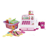 Caixa Registradora Infantil C Acessórios Luz Som Brinquedo Cor Rosa