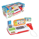 Caixa Registradora Infantil Com Som E Luz Mini Mercadinho Cor Branco Com Vermelho
