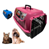 Caixa Transporte Pet N 1 Cães Cachorros Gatos Plástico Rosa