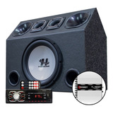 Caixa Trio Radio Bluetooth Sub 12 Hurricane + Modulo Taramps