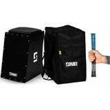 Cajon Eletroacústico Preto Bag Par Vassourinha Spark