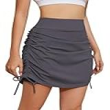 Cakulo Saia Feminina Casual Com Comprimento Até O Joelho Para Nadar Com Saia De 50,8 Cm, Cordão - Cinza, G
