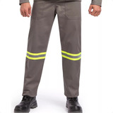 Calça Brim Uniforme Profissional Faixa Refletiva Trabalho