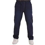 Calça Cargo Larga Masculina Skate Elástico Cintura (br, Alfa, G, Regular, Regular, Jeans Escuro)
