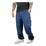 Calca Cargo Sarja Jeans