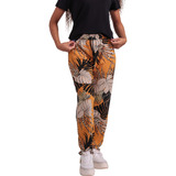 Calça De Malha Feminina Floral Mostarda