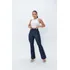 Calça Feminina Flare Jeans Fake Cintura Alta Boca De Sino