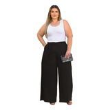 Calça Feminina Pantalona Plus Size Premium Com Faixa