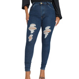 Calça Feminina Skinny Jeans Com Lycra Detalhada Moderna