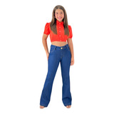 Calca Flare Jeans Feminina