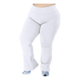 Calça Flare Plus Size Branca Cintura Alta