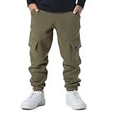 Calça Infantil Menino Moletom Jogger Cargo Punho Elástico (br, Idade, 10 Anos, Padrão, Verde Militar)