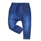 Calça Jeans De Bebê Jogger Bolso Bordado Azul Escuro