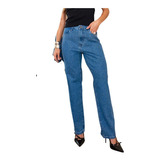 Calça Jeans Fem Mom Com Aplicação Cintura Alta 23315
