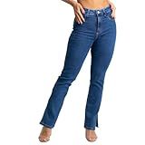 Calça Jeans Feminina Reta Sawary Premium Com Lycra Elastano Original Moda Feminina (br, Cintura, 40, Slim, Regular, Azul)