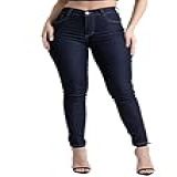 Calça Jeans Feminina Sawary Skinny Lycra Elastano Original Cintura Alta Elegante Premium  BR  Cintura  38  Slim  Regular  Azul Escuro 