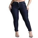 Calça Jeans Feminina Sawary Skinny Lycra Elastano Original Cintura Alta Elegante Premium (br, Cintura, 44, Slim, Regular, Azul Escuro)