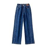 Calça Jeans Infantil Feminina De Verão Com Alça Elástica Cintura Alta Slim Flare Calças Moda Bebê Tropical (azul, 10-12 Anos)