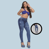 Calça Jeans Marmorizado Feminina Cintura Alta Premium Luxo