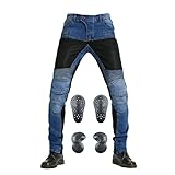Calça Jeans Masculina E Feminina Para Motocicleta  Calça Protetora De Motocicleta  Calça De Motocicleta Com Proteção CE Para Quadril E Joelho VES3  Azul  M