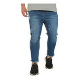Calça Jeans Masculina Plus Size Cone Skinny Desfiado Grande
