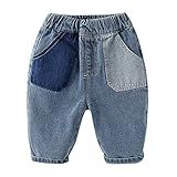 Calça Jeans Masculina Tamanho 6 Verão Outono Patchwork Calças Jeans Confortáveis Calças Elásticas Para Crianças, Azul, 2-3 Anos
