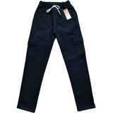 Calca Jeans Preta Cargo