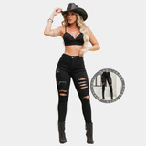 Calca Jeans Preto Rasgos