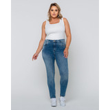 Calça Jeans Skinny Feminina Plus Size Cintura Alta Básica 22
