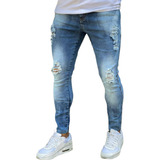 Calça Jeans Super Skinny Masculina Com Rasgos Destroyed 2022