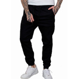 Calça Jogger Masculina Plus Size Com Punho Elástico Sarja