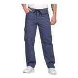 Calça Masculina Cargo Larga Jeans Uniforme Casual Sarja 