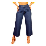 Calça Pantacourt Feminina Jeans Com Cintura Alta 