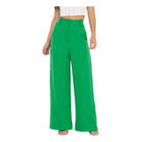 Calça Pantalona Alfaiataria Wide Leg Social Cintura Alta