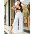 Calça Pantalona Modelo Com Fenda Na Lateral Em Viscolinho