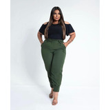 Calça Social Elegante Plus Size Soltinha Moderna Com Zíper 