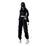 Calças Cargo Femininas Casuais Com Vários Bolsos  Estilo Hip