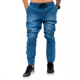 Calças Jeans Camuflada Masculina Jogger Com Punho Elastico
