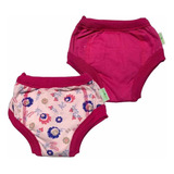 Calcinha Algodão Desfralde Absorvente 2und Ecoplay Flor Pink