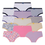 Calcinha Infantil Kit 12 Sortida Lupo