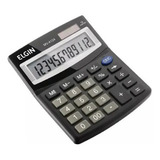 Calculadora De Mesa 12 Dígitos Bateria Solar Preto Elgin Lcd