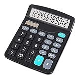 Calculadora Preta De Mesa Escritorio Balcao Bolso 12 Dígitos Visor Lcd Grande Bateria A Pilha Compacta E Portátil Premium