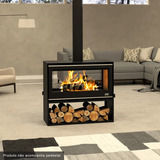 Calefator Lareira Prime Duo   Pedestal Preto