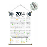 Calendário 2024 Banner De Parede Fases Lua Feriados 100x65cm