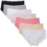 Calvin Klein Calcinha Hipster De Algodão Moderna Para Meninas, Pacote Com 7, Nude, Rosa, Rosa Claro, Branco, Cinza, Preto, Branco, G